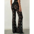 thumbnail image 2 of Women Rave Mesh Sheer Pants High Waist Floral See Through Lace Wide Leg Trousers, 2 of 6