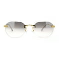 thumbnail image 2 of Art Nouveau Luxury 90s Rimless OG Oval Sunglasses Gold Grey Clear Mirror, 2 of 4