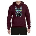 thumbnail image 2 of DJ Kitty Cat with Headphones | Mens Cat Lover Hooded Sweatshirt Graphic Hoodie, Maroon, X-Large, 2 of 3