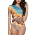 thumbnail image 1 of Fotbe Cloud Sleeping Cat Body de Mujer con Cuello Redondo y Mangas Cortas, Sin Mangas Ajustado, Suave, Cómodo y Básico-X-Large, 1 of 7