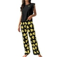 thumbnail image 2 of WCJM Womens Pajama Sets Tank Top and Shorts 2 Pcs Soft Sleeveless Lounge Set Button Up Pajamas for Women's Silk Solid Pajamas Set Soft Short Sleeve Round Neck Top and Loose Pajama Pants, 2 of 4