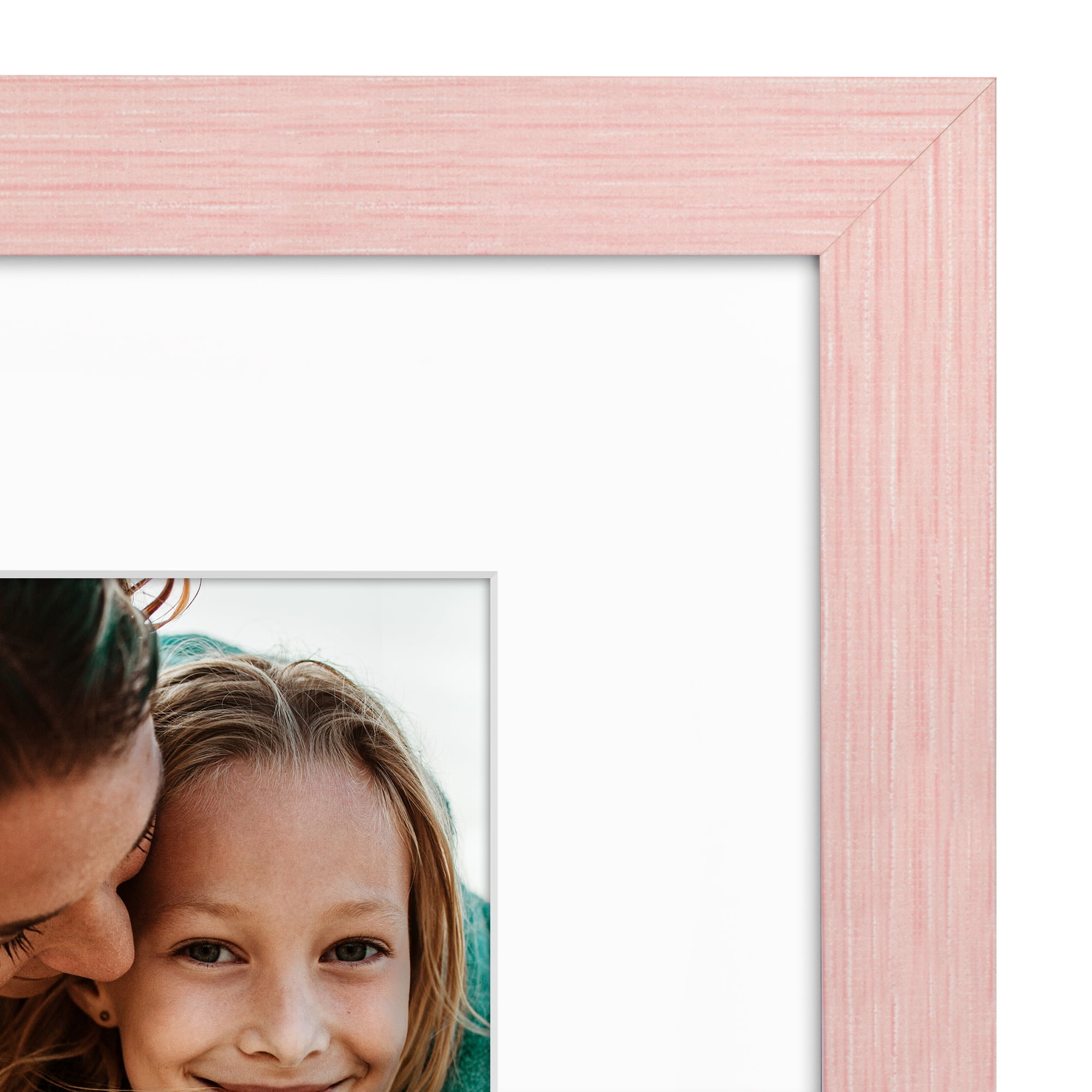 Americanflat 8x10 Picture Frame with Shatter-Resistant Glass Fits 5x7 with Mat Display Photo Hudson Distressed - Pink