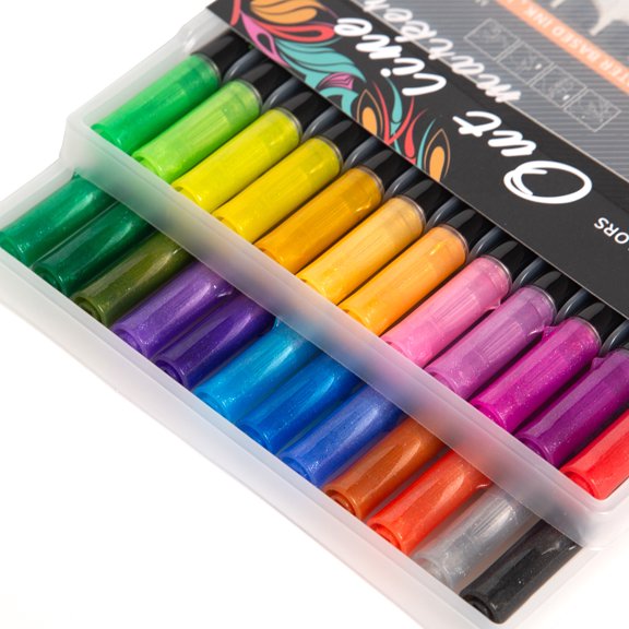 12/24Pcs Glitter Metallic Double Line Outline Pens Art Drawing Diary Painting Pens
