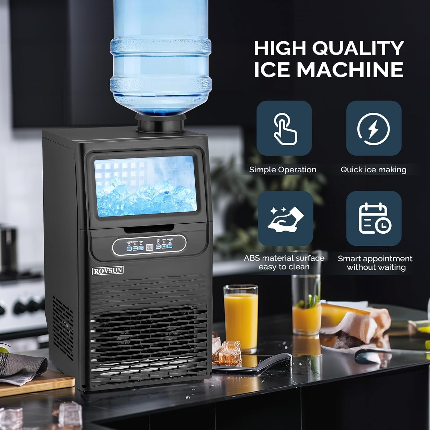 ZOKOP 70LBS/24H Ice Maker Machine with 2 Water Inlets, Freestanding/Countertop Ice Machine with 11lbs Storage Bin, Ice Scoop & Water Filter for Home Office Light Commercial Restaurant Bar Cafe Use