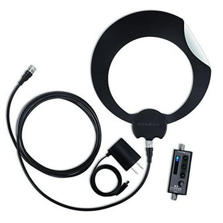 50 Mile Range Clearstream Eclipse Amplified Indoor HDTV Antenna, White & Black