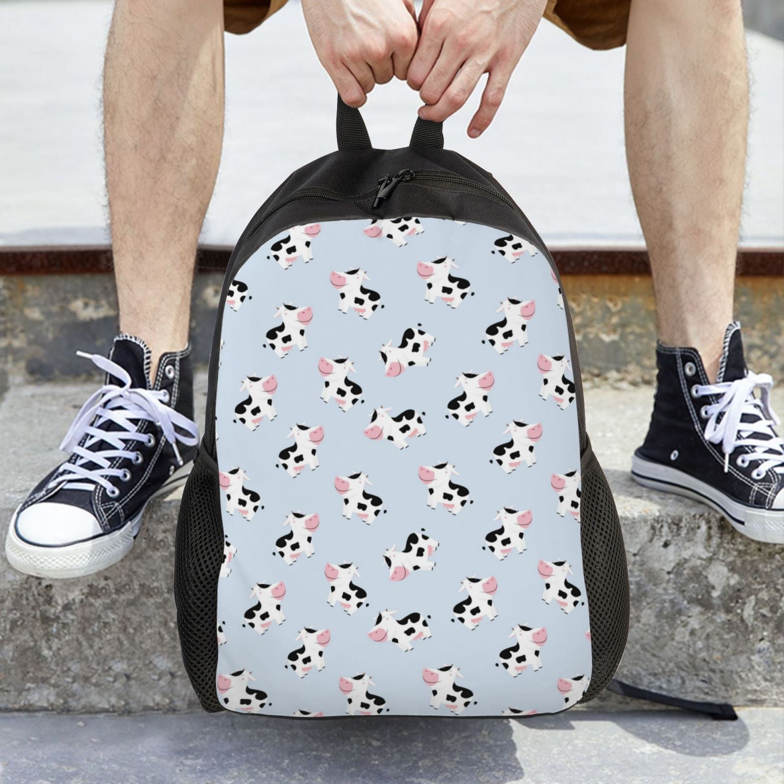 Defioc Cute Farm Cow Print Backpack -Travel,or Work Bookbag Daypacks with 15-Inch Laptop Sleeve and Dual Water Bottle Pockets