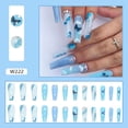 thumbnail image 2 of Uñas postizas de mariposa penetrantes de hielo azul (24 piezas), uñas postizas largas francesas prensadas con mariposas, uñas acrílicas adhesivas, 24 piezas para mujeres y niñas, 2 of 5