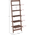 thumbnail image 2 of 5-Tier Wall Shelf - Ladder Style Wood Bookshelf - Decorative Display Shelving for Offices, Homes, Dorm Rooms, and Apartments by Lavish Home (Walnut), 2 of 7