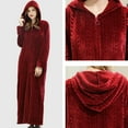 thumbnail image 4 of Womens Robe Long Zipper Front Hooded Full Length Housecoat Sleepwear for Ladies, 4 of 6