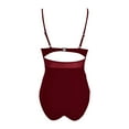 thumbnail image 5 of ZQUUVOU Plus Size Women's One Piece Tankini Tummy Control Mesh Solid Color V-Neck Swimsuit (Burgundy,M), 5 of 5