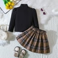 thumbnail image 5 of Sngxgn Toddler Little Girl Skirt Outfits Feather Sleeve Tshirt Tops & Mini Corduroy Skirts Kids Fashion Clothes(Black,110), 5 of 7