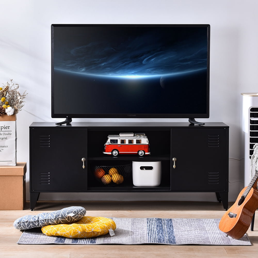 Private Jungle Modern TV Media Storage Stand with 2-Door for TVs Up to 55"-Black Private Jungle Modern TV Media Storage Stand with 2-Door for TVs Up to 55"-Black