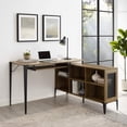 thumbnail image 1 of Walker Edison TAFT Urban Industrial Multi Level L Shaped Desk with Keyboard Tray, 52 in, Dark Walnut, 1 of 2