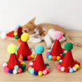 thumbnail image 4 of Sombrero de Navidad con bola de piel de gato, sombreros de perro pequeño, sombrero de fiesta de cumpleaños de gato para vacaciones, cachorros de boda, accesorios de disfraz de gatito, 4 of 4