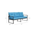thumbnail image 7 of Leumius Outdoor Patio Sofa,Metal 3-Seat Couch with Thick Cushions,Patio Conversation Sofa Couch for Deck Garden Poolside,Blue, 7 of 7