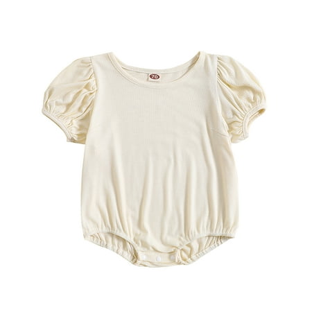 

Wassery Baby Girls Casual Short Sleeve Romper Solid Color Crewneck Playsuit Summer Clothes