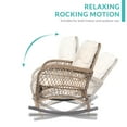 thumbnail image 3 of MEETWARM Outdoor Wicker Rocking Chair, Rattan Patio Rocker Chairs with Cushions and Steel Frame - Beige, 3 of 8