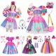 thumbnail image 2 of Disfraz de arcoíris con estampado de piruleta para niños, vestidos de princesa con diadema, ropa de fiesta de cumpleaños y Navidad, 2-10 años, 2 of 5