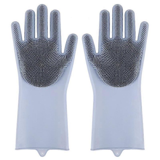 Esponja de silicona anticongelante para el hogar, práctica para lavar platos, limpieza de cocina, guantes de silicona, color gris