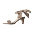 thumbnail image 2 of AXXD Women Beige Sandals Clearance Strappy Sandals Summer Casual Peep Toe Sandals Tie Solid Color Flock High Heel Shoes, 2 of 5