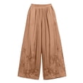 thumbnail image 6 of Delayuji Women's Linen Pant Embroidered Summer Loose Elastic Waist Casual Baggy Pants Wide Leg Pants Plus Size M-4XL, 6 of 6