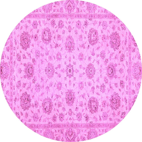 Ahgly Company Indoor Round Oriental Purple Traditional Area Rugs, 7' Round