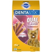 Pedigree Dentastix Dual Flavor Small Dog Treats, Bacon & Chicken Flavors, 5.08 Oz. (24 Treats)