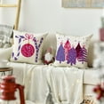 thumbnail image 4 of Christmas Throw Pillow Covers 16X16 Set of 4 Decorations Ornaments Holiday Outdoor Indoor Vintage Navidad Purple Decor for Home Couch Bed Sofa,Reindeer Marry Tree Joy, 4 of 5