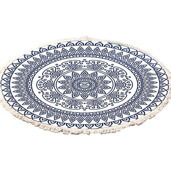Wweixi Tassel Rug For Bohemian Style Colorfast Soft Texture Non-sliding Polyester Carpet With Tassel No.9