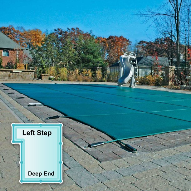 18 x 36 ft. Rectangle Mesh Safety Pool Cover with 4 x 8 ft. Left Step