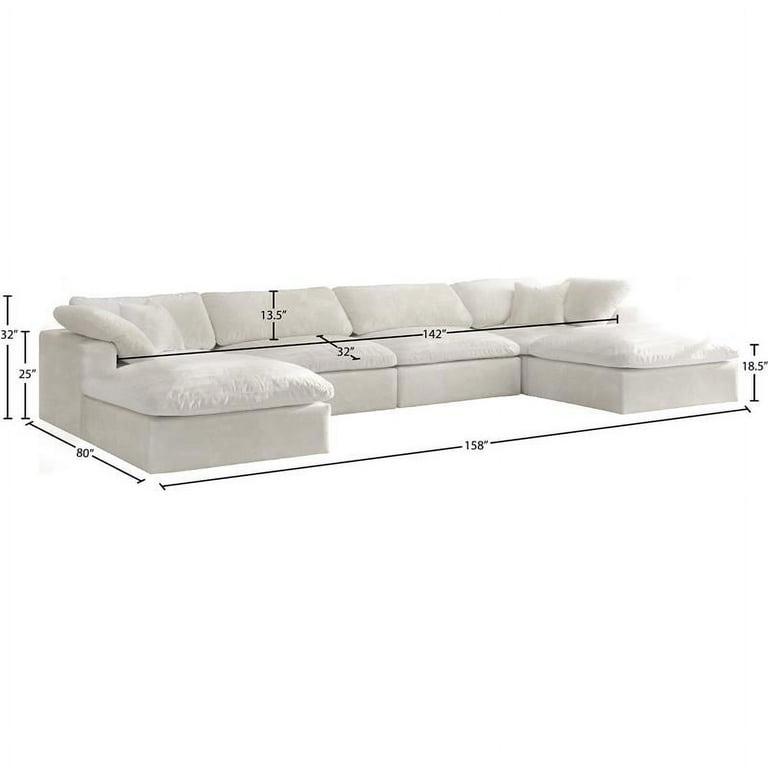Meridian Furniture Cozy Cream Velvet Modular Sectional Walmart