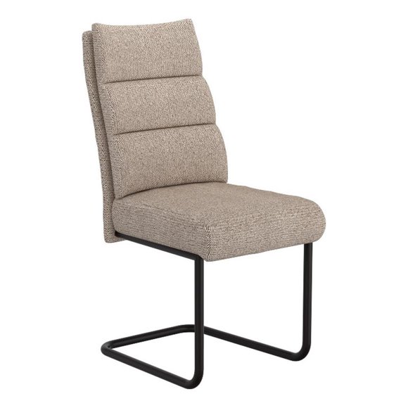 Chaise de Salle à Manger en Tissu et Métal Inspire Moderne Beige et Noir (Ensemble de 2)