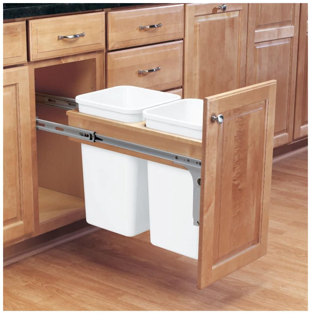 Rev-A-Shelf 4Wctm-15Dm2-162 4Wctm Top Mount Double Bin Trash Can For 1-5/8" Faceframe