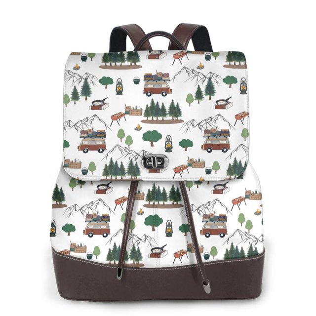 Fotbe Camping Caravan 2 Mochila Bolso con Estampado para Mujer, Mochila Antirrobo de Nylon Impermeable, Bolsa Ligera de Hombro