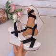 thumbnail image 6 of Dakaela Wedges Sandals for Women 2026 Comfortable Platform Summer Espadrille Shoes Ankle Strap Open Toe Dressy Beach Sandal Black Size 8.5, 6 of 9