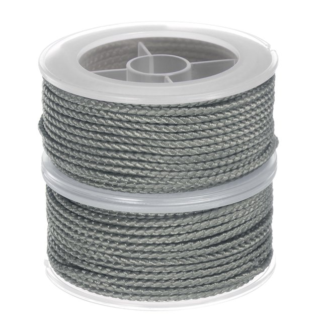 2uds Nylon Hilo Cordel Rebordear Cordón 2mm Extrafuerte Trenzado Nylon Artesanía Cuerda para Pulseras Joyería Fabricación Bricolaje Artesanía 11M/36 Pies, Gris