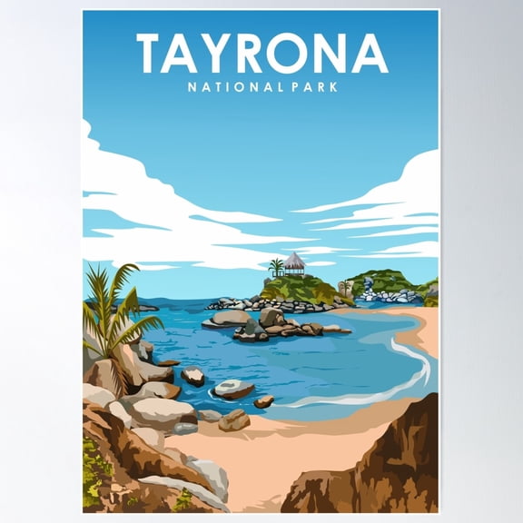 Tayrona National Park Serenity - Coastal Beauty Travel Poster Poster Wall Art, Modern Wall Decor For Living Room Bedroom, 8x12 UNFRAMED