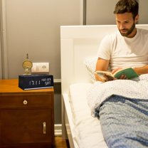 sruoe Alarm Clock, Alarm Clocks for Bedroom, Smart Alarm Clock, Clock Alarm, Deep Sleep Alarm Clocks, Bell Alarm Clock, Wireless Charging Home, Wood