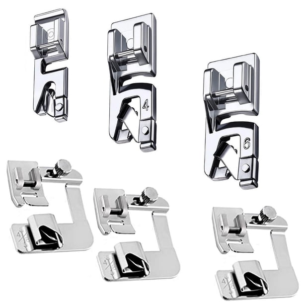 Prensatelas De Dobladillo Enrollado Ancho, 6 Uds., Prensatelas De Dobladillo Enrollado Estrecho Portátil, Máquina De Coser Universal, Prensador De Dobladillo Para Máquina De Coser, Hogar, Adultos Methold HA017188-00