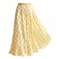 thumbnail image 5 of Women's A-Line Plaid Maxi Skirt Elastic High-Waisted Pleated Skirt Casual Flowy Chiffon Long Skirt for Summer Beach/Party/Vacation, 5 of 8