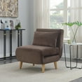thumbnail image 7 of AC Pacific Folding Upholstered Dane Armless Sleeper Chair, Brown, 7 of 7