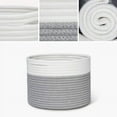 thumbnail image 3 of Xiao Hua Cesta de cuerda de algodón Cesta para guardar almohadas y mantas con asa para la sala de estar, cesta para la ropa tejida, cesta para guardar juguetes de peluche, 7,9 pulgadas, gris, 3 of 5