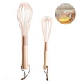 thumbnail image 2 of Batidor de huevos espumador de crema  de madera Batidor de acero inoxidable Batidor de huevos Herramientas de cocina para mezclar de oro rosa Espumador de crema firme y ANGGREK Otros, 2 of 8
