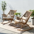 thumbnail image 2 of Tcbosik 2 Pack Outdoor Rattan Rocking Chairs with Cushions, High Back Rocker with Woven Backrest and Metal Frame, Lounge Chair for Garden, Porch, Patio, Backyard, Maple, 2 of 9
