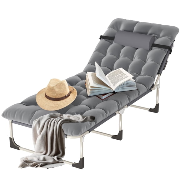 Jacgood 1 pcs Upgraded Folding Camping Cot for Adults, 28.7in Wide Heavy Duty Folding Portable Bed with Padded for Camping Tent Office Outdoor Travel,Gray
