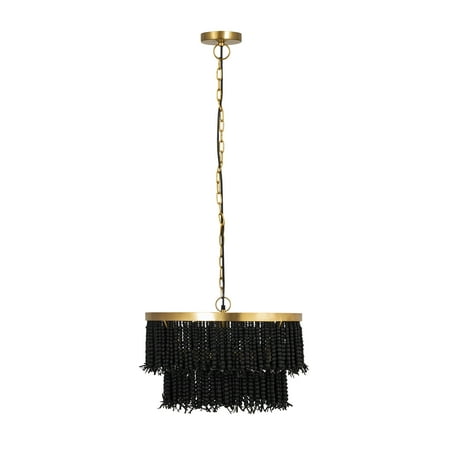 

TOV Furniture Krish Black Beaded Iron Chandelier with Brass Accents