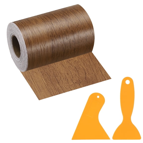 Uxcell Wood Grain Repair Tape, 3" x 33' Self Adhesive Realistic Wood Tape with Scraper Durable Repair Patch for Furniture Floor Window Door Table DIY Home Decor, Natural Wood Grain