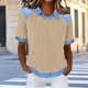 thumbnail image 2 of Tops de Manga Corta para las Mujeres Camiseta Suelta de Primavera Y Verano con Solapa Casual, 2 of 5