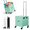 GREEN, variant on SEKAM Folding Utility Cart, Portable Rolling Crate Handcart Shopping Trolley Collapsible Storage Box with Lid, Basket on 4 Rotate Wheels, for Grocery, Office, Green