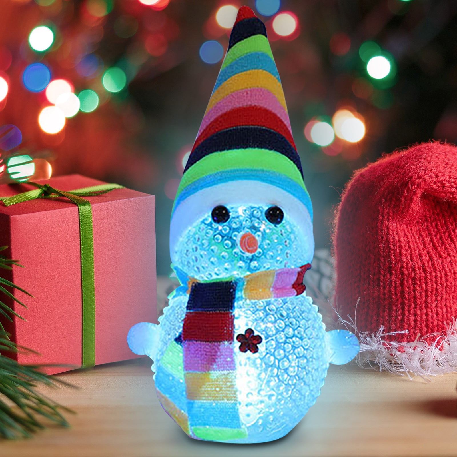 2 Pcs Christmas Led Snowmen Lamp, 2.36*3.14 Inch Color Changing